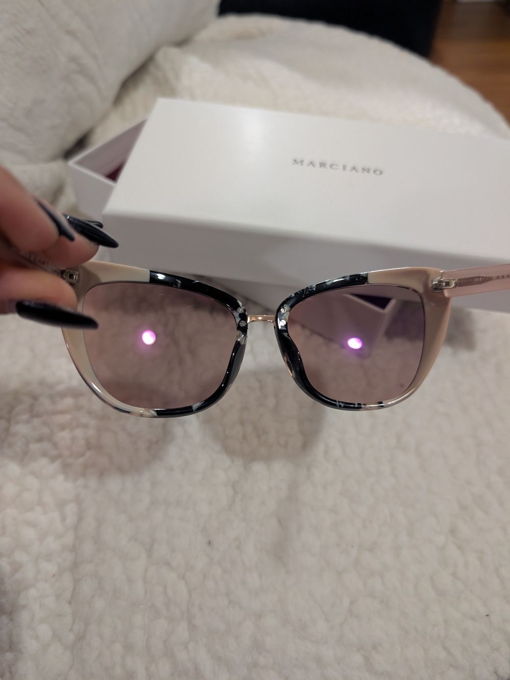 Marciano Black Tortoiseshell Frame Sunglasses with Pink Lenses - Picture 2 of 10